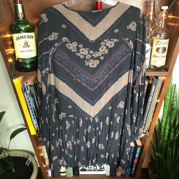 Rare Free People From Your Heart Printed Tunic Dress Midnight Combo size small - Picture 4 of 8